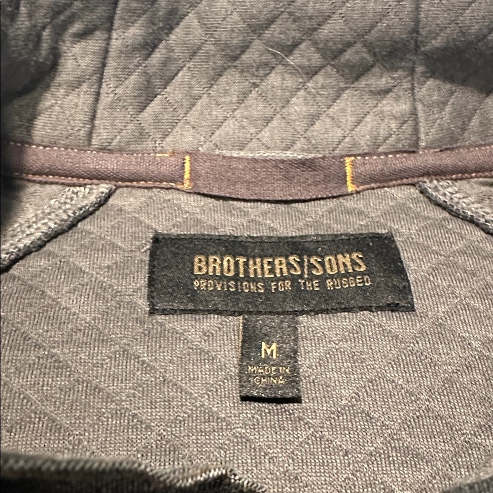 Brothers & Sons Quilted Pullover Gray Quarter Snap Sweatshirt Men’s Medium - Picture 2 of 7